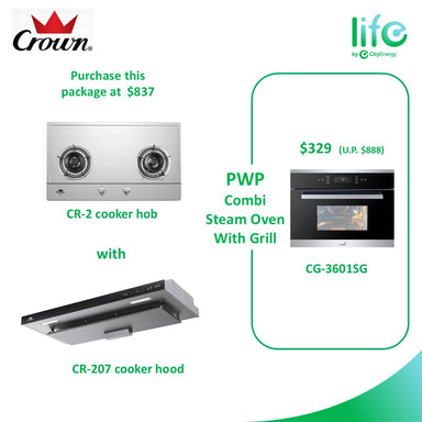 Crown Bundle: Hob + Hood + PWP Steam Oven w/ Grill