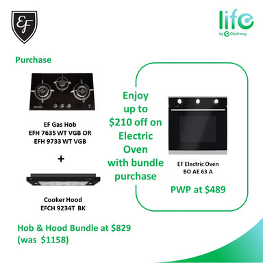 EF September 2024 Bundle:  Tampered Glass Hob + Hood + PWP oven