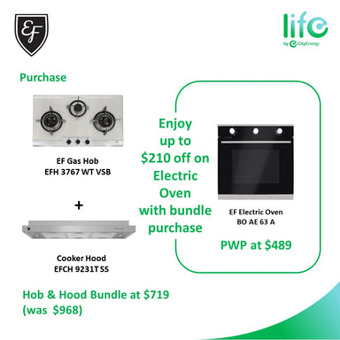 EF Bundle September 2024 Stainless Steel Hob +  Hood + PWP oven