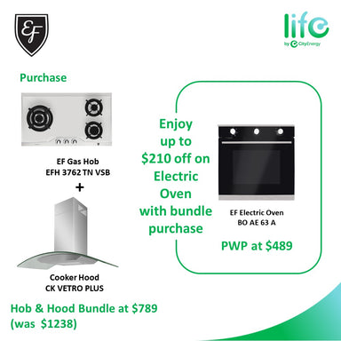 EF Bundle September 2024 Stainless Steel Hob + Chimney Hood + PWP oven